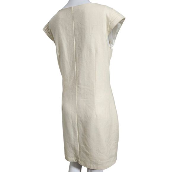 NICOLA Dress M Wool Blend Shift Dress Cap Sleeve Knee Length Dress W Embroidery - Picture 9 of 11